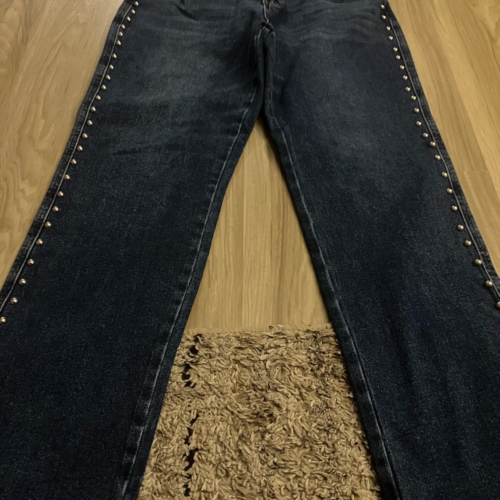 Fashion Nova Black Studded Flare Jeans